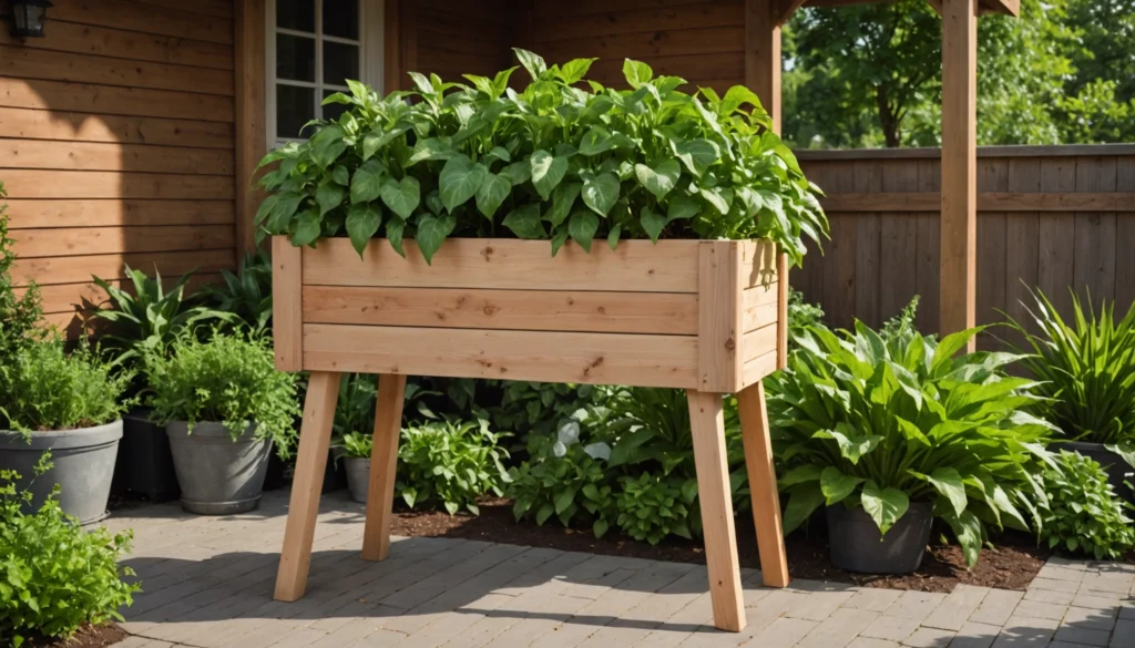 jardinière surélevée avec toit en bois
